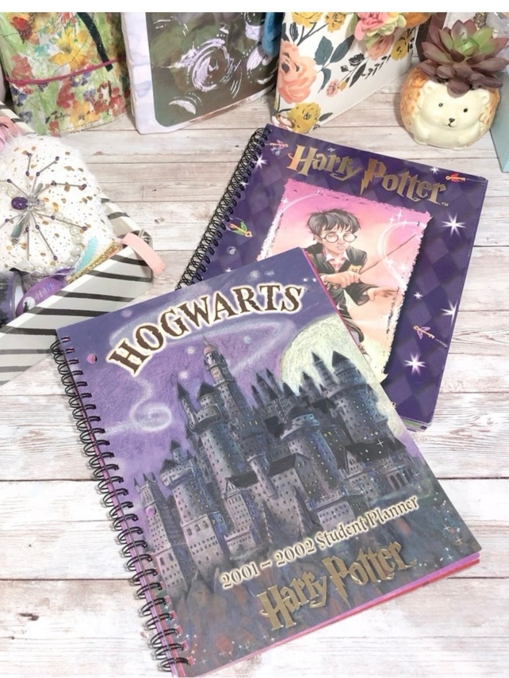 Vintage Harry Potter & Hogwarts Spiral Bound Student Planners 2000 2002 Journals